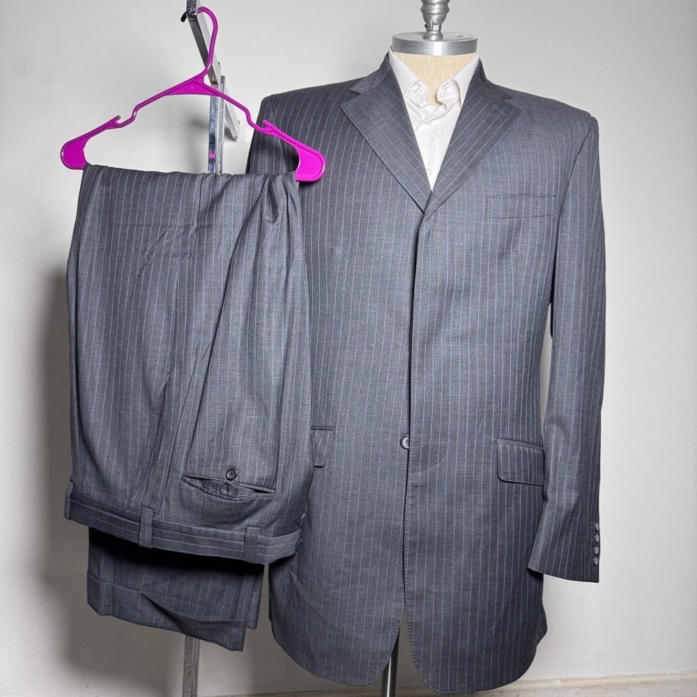 Figliano Custom Tailors Suit Mens 48L 38x36 Grey Pinstripe 3-Button Wool Canada